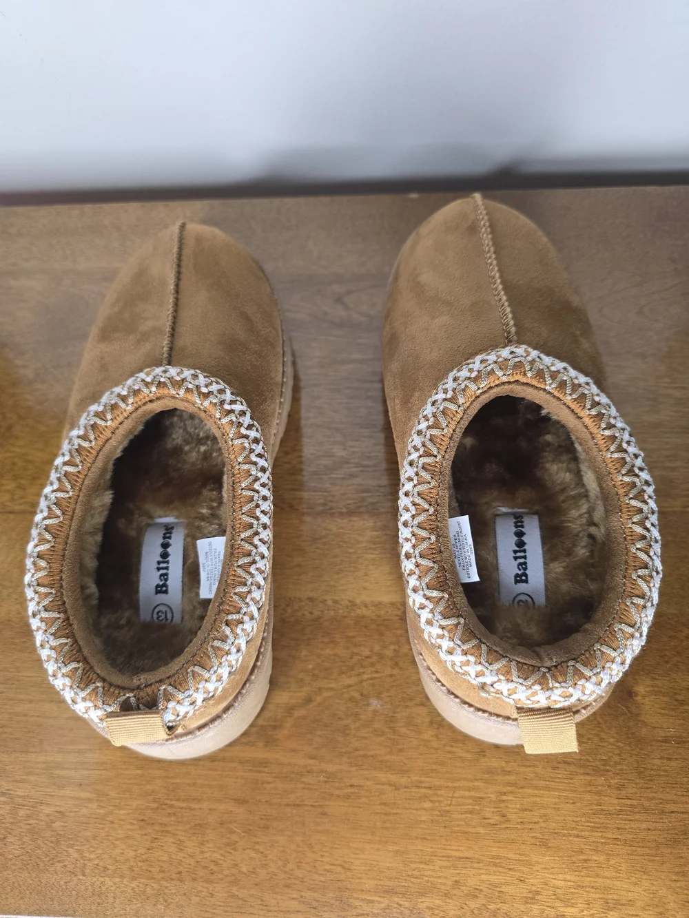 Kids Cozy Faux-Suede Slippers in Camel